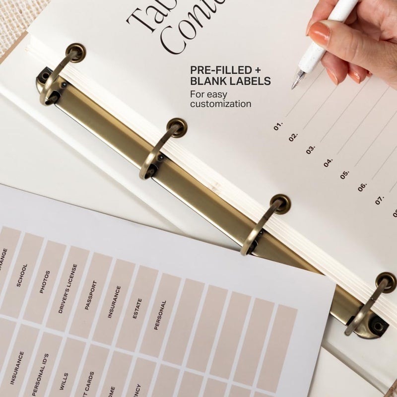 DailyDocs Document Organizer Binder – Premium Linen Folder System with Full & Half-Page Envelopes for Important Papers, Passports, Birth Certificates & More - Image 4